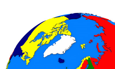 Image showing Arctic north polar region on Earth political map