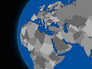 Image showing EMEA region on political Earth