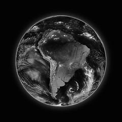 Image showing South America on dark planet Earth