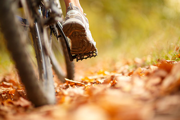 Image showing foot on pedal of bicycle