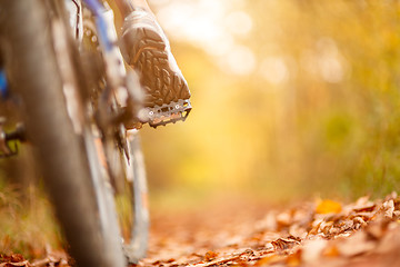 Image showing foot on pedal of bicycle