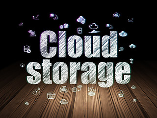Image showing Cloud networking concept: Cloud Storage in grunge dark room