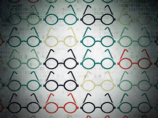 Image showing Education concept: Glasses icons on Digital Paper background