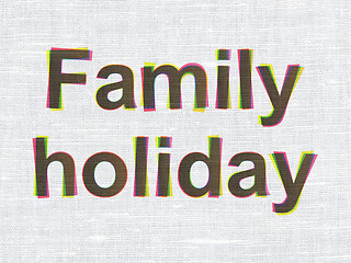 Image showing Vacation concept: Family Holiday on fabric texture background