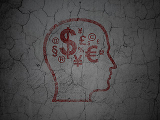 Image showing Advertising concept: Head With Finance Symbol on grunge wall background