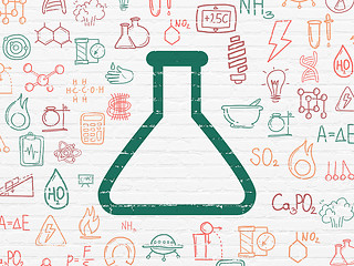 Image showing Science concept: Flask on wall background