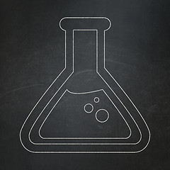 Image showing Science concept: Flask on chalkboard background