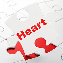 Image showing Health concept: Heart on puzzle background