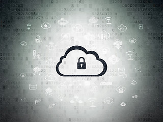 Image showing Cloud computing concept: Cloud With Padlock on Digital Paper background