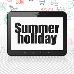 Image showing Travel concept: Tablet Computer with Summer Holiday on display