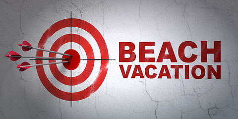 Image showing Vacation concept: target and Beach Vacation on wall background