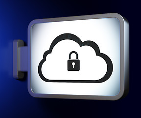 Image showing Cloud technology concept: Cloud With Padlock on billboard background