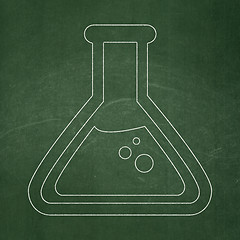 Image showing Science concept: Flask on chalkboard background