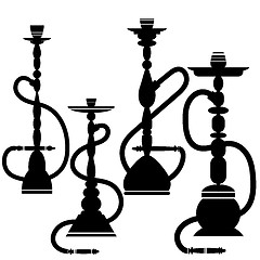 Image showing Set of Hookahs Silhouettes