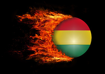 Image showing Flag with a trail of fire - Bolivia