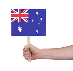 Image showing Hand holding small card - Flag of Australia