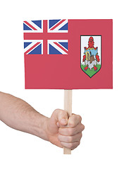 Image showing Hand holding small card - Flag of Bermuda