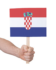 Image showing Hand holding small card - Flag of Croatia