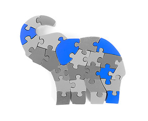 Image showing Colorful puzzle pieces in elephant shape