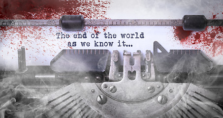 Image showing Bloody note - Vintage inscription made by old typewriter