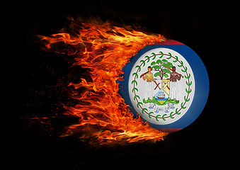 Image showing Flag with a trail of fire - Belize