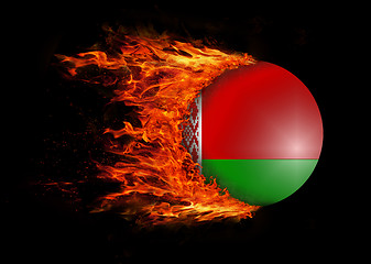 Image showing Flag with a trail of fire - Belarus