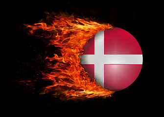 Image showing Flag with a trail of fire - Denmark