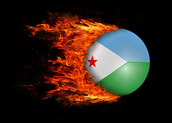 Image showing Flag with a trail of fire - Djibouti