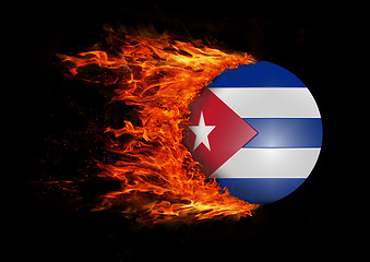 Image showing Flag with a trail of fire - Cuba