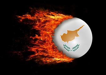 Image showing Flag with a trail of fire - Cyprus