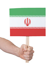 Image showing Hand holding small card - Flag of Iran