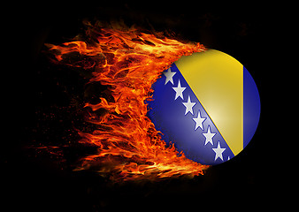 Image showing Flag with a trail of fire - Bosnia