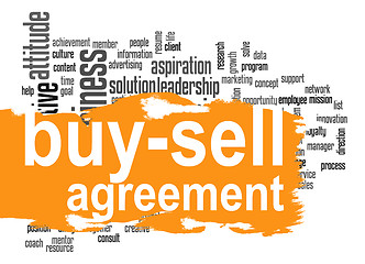 Image showing Buy sell agreement word cloud with orange banner