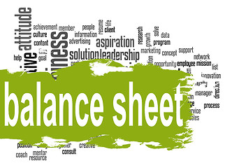 Image showing Balance sheet word cloud with green banner