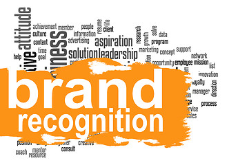 Image showing Brand recognition word cloud with orange banner