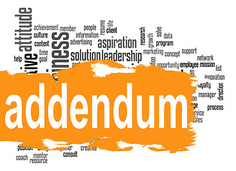 Image showing Addendum word cloud with orange banner