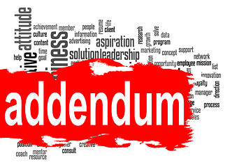 Image showing Addendum word cloud with red banner