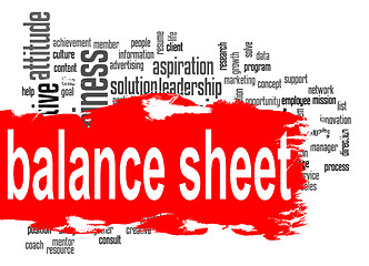 Image showing Balance sheet word cloud with red banner