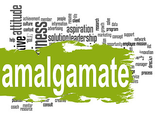Image showing Amalgamate word cloud with green banner