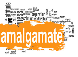 Image showing Amalgamate word cloud with orange banner