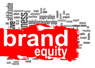 Image showing Brand equity word cloud with red banner