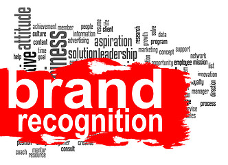 Image showing Brand recognition word cloud with red banner