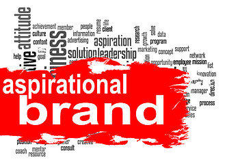 Image showing Aspirational brand word cloud with red banner