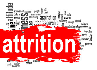 Image showing Attrition word cloud with red banner