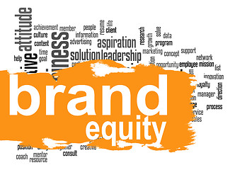 Image showing Brand equity word cloud with orange banner