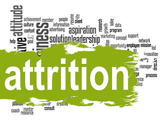 Image showing Attrition word cloud with green banner