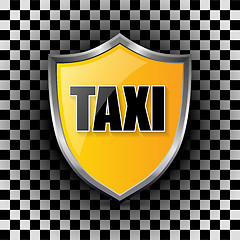 Image showing Metallic taxi shield shaped badge