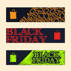 Image showing Black friday label set with scribbled elements