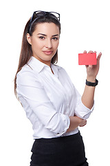 Image showing Business woman holding credit card