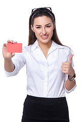 Image showing Business woman holding credit card